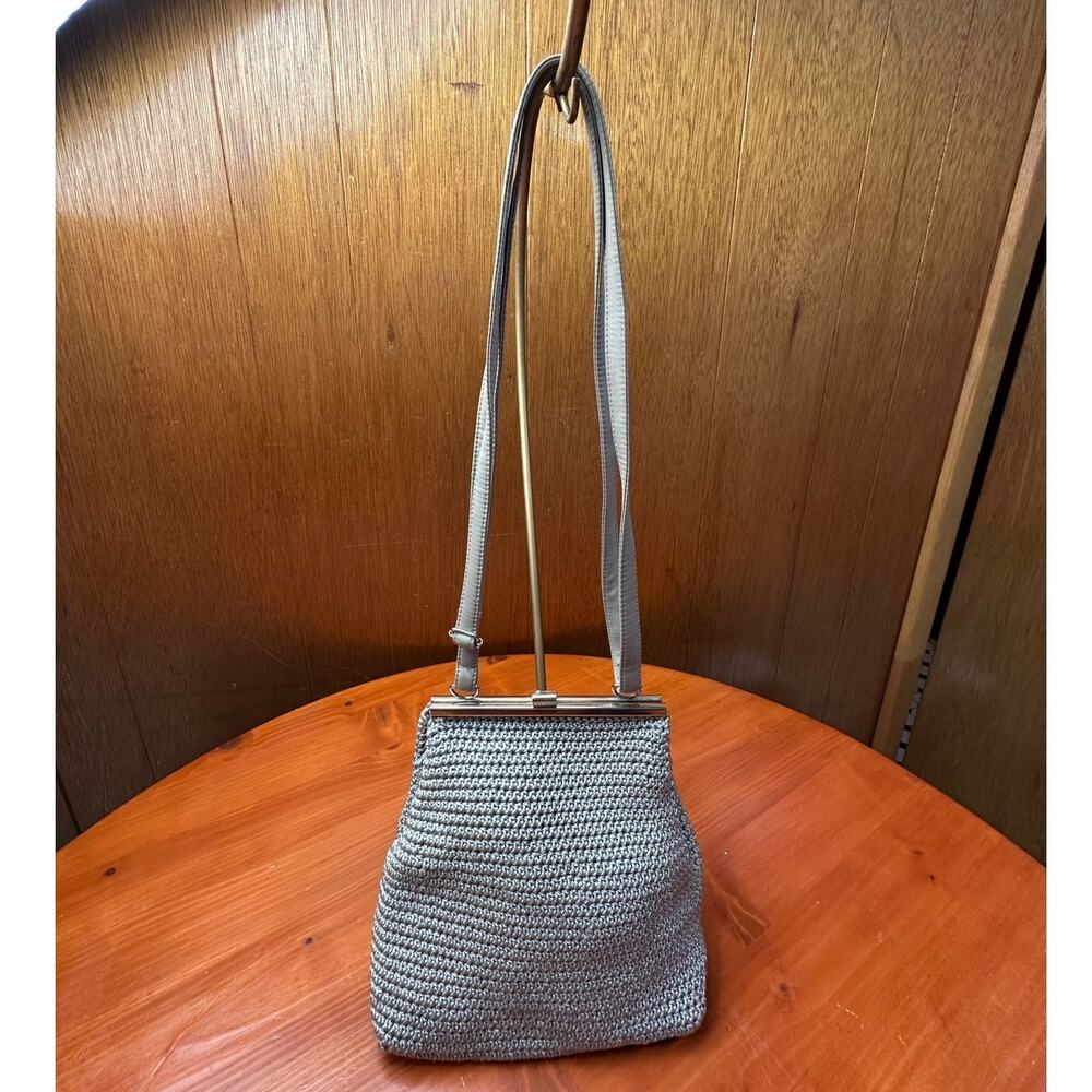 Vintage Gray Woven/Crochet Crossbody Bag
